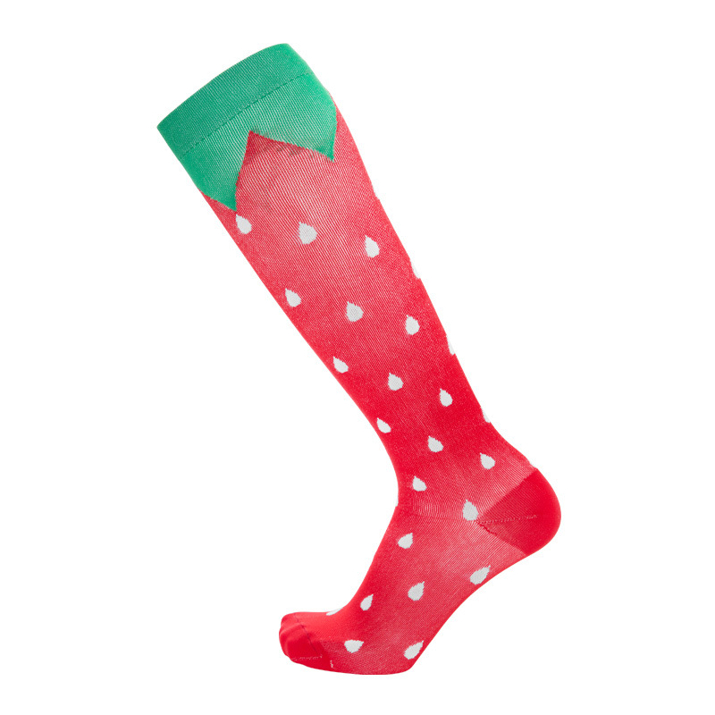 Outdoor Christmas Stockings Sports Hiking Socks Knee High Socks Breathable Elastic Compression Socks wtih Fruit Pattern 